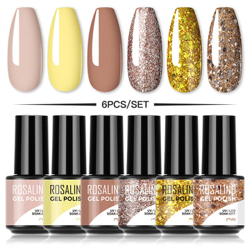 ROSALIND Soak Off Gel Polish Set 6PCS Set Bright For Nail Art Design LED/UV Lamp